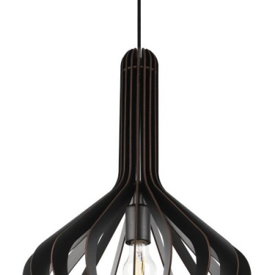 Подвесной потолочный светильник VELASCO, 1x40W, E27, H1100, Ø380, сталь, черный/дерево, черный Eglo 900154
