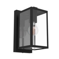 Уличный настенный светильник BUDRONE, E27, 1X40W, IP44, L120, H270, A165, сталь, черный, белый/стекло, прозрачный Eglo 900288