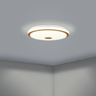 Настенно-потолочный светильник LANCIANO 1, LED 24W, 1900lm, H75, Ø400, сталь, дерево, белый, коричневый/пластик с эффектом кристаллов, белый, х Eglo 900598