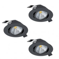 Комплект встраиваемых светильников диммируемых SALICETO, 3X6W (LED), 2700K, Ø88, алюминий, черный Eglo 900747