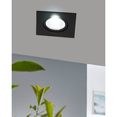 Встраиваемый светильник диммируемый SALICETO, 6W (LED), 4000K, 450lm, L88, B88, H42, алюминий, черный / стекло, прозрачный, белый Eglo 33394