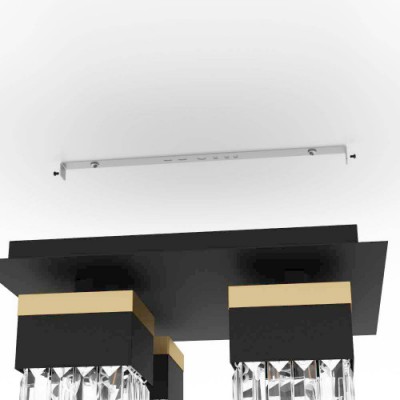 Потолочный светильник BARRANCAS, 4x40W, E14, L380, B380, H180, сталь, черный, золотой/хрусталь, прозрачный Eglo 900302