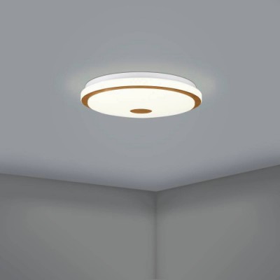 Настенно-потолочный светильник LANCIANO 1, LED 24W, 1900lm, H75, Ø400, сталь, дерево, белый, коричневый/пластик с эффектом кристаллов, белый, х Eglo 900598