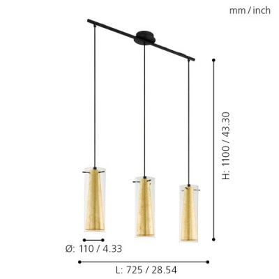 Подвесной потолочный светильник (люстра) PINTO GOLD Eglo 97652