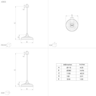 Подвесной потолочный светильник (люстра) MATLOCK, 1Х40W, E27, H1100, Ø380, сталь, серый, черный Eglo 43825