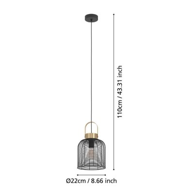 Подвесной светильник (люстра) ROUNDHAM, 1X40W (E27), Ø220, сталь, черный, матовая латунь Eglo 43963