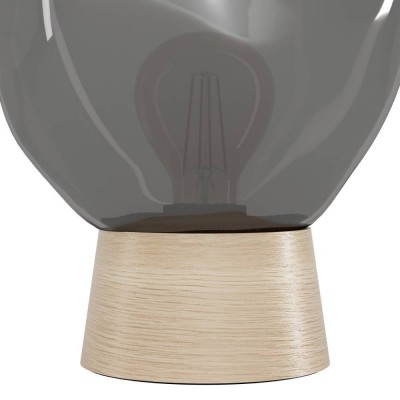 Настольная лампа MAGACELA, 1X40W (E27), H270, сталь, дерево, коричневый/стекло, серый полупрозрачный Eglo 390321