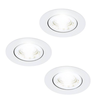 Комплект встраиваемых диммируемых светильников SALICETO, 3X6W (LED), 4000K, 1350lm, Ø88, алюминий, белый / стекло, прозрачный, белый Eglo 33391