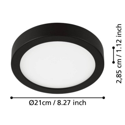 Накладной светильник FUEVA 5, 17W (LED), 3000K, IP44, L210, B210, H28, сталь, черный / пластик, белый Eglo 900644