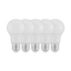 Комплект светод ламп А60 5шт., 9W(E27), 2700K, 806lm, пластик, опаловый Eglo 12678