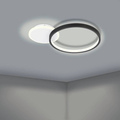 Потолочный светильник GAFARES, LED 15W, 2100lm, L405, B290, H55, алюминий, сталь, черный, белый/пластик, белый Eglo 900421