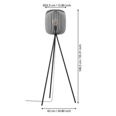 Торшер ROMAZZINA, 1x40W, E27, H1405, Ø325, основание: Ø630, сталь, черный Eglo 900522