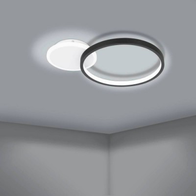 Потолочный светильник GAFARES, LED 15W, 2100lm, L405, B290, H55, алюминий, сталь, черный, белый/пластик, белый Eglo 900421