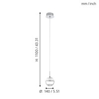 Подвесной потолочный светильник (люстра) MONTEFIO 1 светодиодный Eglo 93708