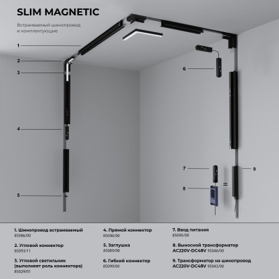 Slim Magnetic Трековый поворотный светильник 13W 4000K Kars черный 85524/01 Elektrostandard