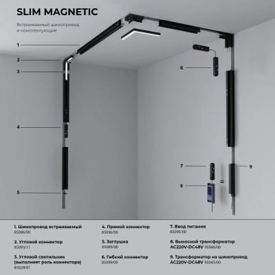 Slim Magnetic Трековый подвесной светодиодный светильник 7W 4200K Amend (чёрный) 85518/01 Elektrostandard