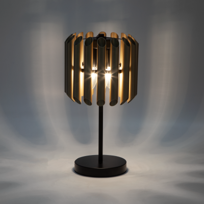 Настольная лампа с металлическим плафоном 01106/3 черный / шампань Bogate's