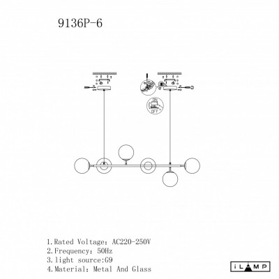 Подвесной светильник iLamp GOLDEN 9136P/6 GOLD&WHITE