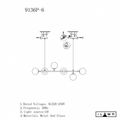 Подвесной светильник iLamp GOLDEN 9136P/6 BLACK&WHITE