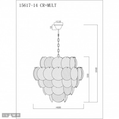 Светильник подвесной iLamp Rivoli 15617-14 CR+MULT