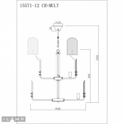 Светильник подвесной iLamp Dolce 15571-12 CR+MULT