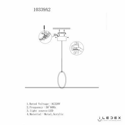 Подвесной светильник iLedex ZOOM 10339P/A2-35W-3000K BLACK&WHITE