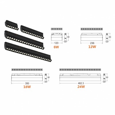 Поворотный магнитный трековый светильник iLEDEX TECHNICAL VISION SMART 4822-003-L462-24W-38DG-BK