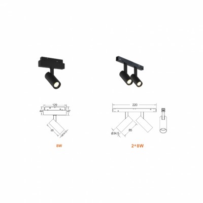 Поворотный магнитный трековый светильник iLEDEX TECHNICAL VISION 4822-005-D34-16W-40DG-4000K-BK