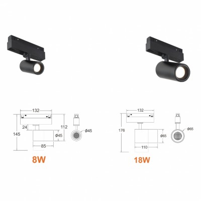 Поворотный магнитный трековый светильник iLEDEX TECHNICAL VISION 4822-011-D45-8W-38DG-4000K-BK