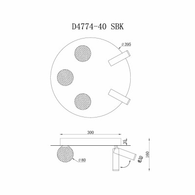 Светильник потолочный iLedex Telescope D4774-40 SBK