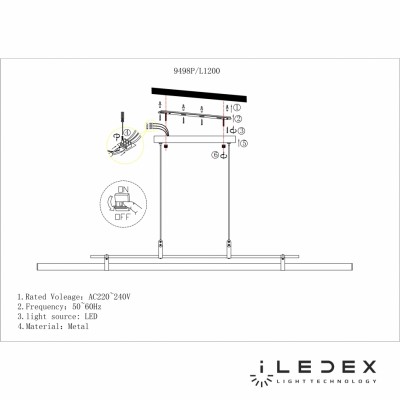Подвесной светильник iLedex ZOOM 9498P-46W-3000K GOLD&BROWN&WHITE