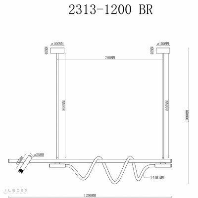 Светильник подвесной iLedex Cross 2313-1200 BR