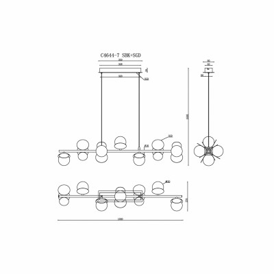 Светильник подвесной iLedex Savage C4644-7 MBK+SGD