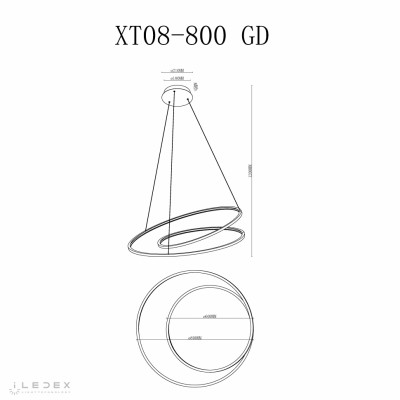 Светильник подвесной iLedex Axis XT08-D800 GD