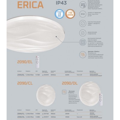 Светодиодный настенно-потолочный светильник для ванной комнаты Sonex Erica 2090/CL
