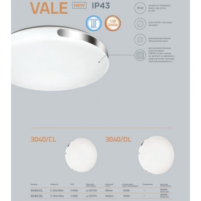 Настенно-потолочный светильник Sonex Vale 3040/DL