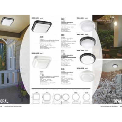 Уличный светодиодный настенно-потолочный светильник Novotech OPAL 357510