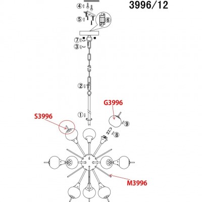 Люстра подвесная Odeon Light SIRIUS 3996/12