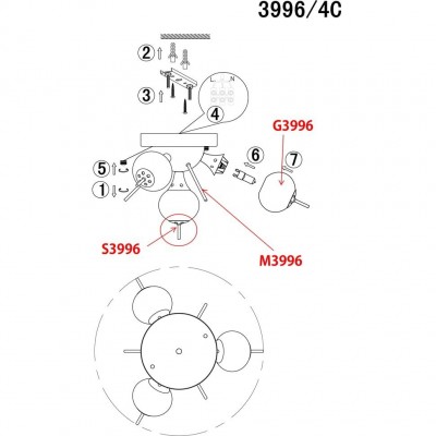 Люстра потолочная Odeon Light SIRIUS 3996/4C