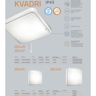 Светодиодный настенно-потолочный светильник SONEX KVADRI 2014/E