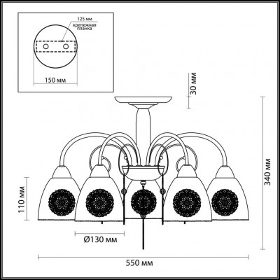 Люстра потолочная Lumion HORTENSA 3289/5C