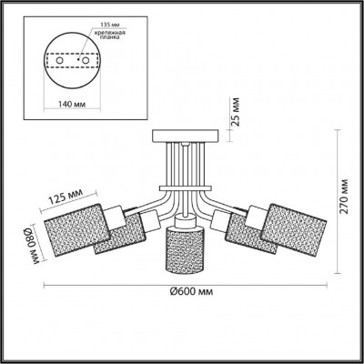 Люстра потолочная Lumion FERN 4492/5C