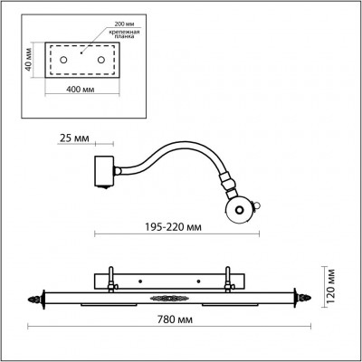 Подсветка для картин и зеркал Odeon Light BENOR 2530/4W