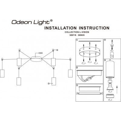 Подвесной светильник с проводом длинной 7 метров Odeon Light Lucas 3898/6