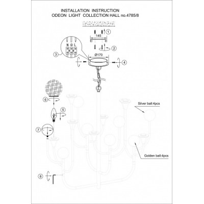 Люстра подвесная Odeon Light Kelli 4785/8