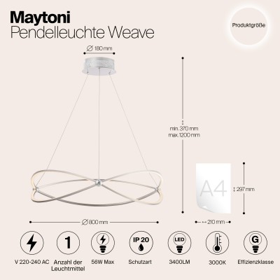 Подвесной светильник Maytoni Weave MOD062PL-L56CH3K