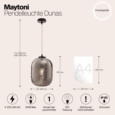 Подвесной светильник Maytoni Dunas P058PL-01B