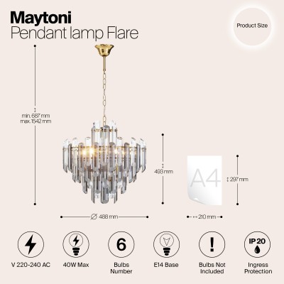 Подвесной светильник Maytoni Flare DIA200PL-06G