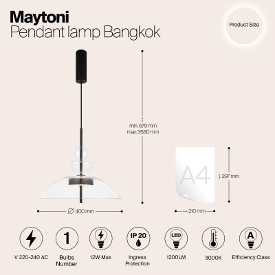 Подвесной светильник Maytoni Bangkok MOD185PL-L6B3K3