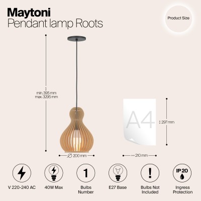 Подвесной светильник Maytoni Roots MOD192PL-01W